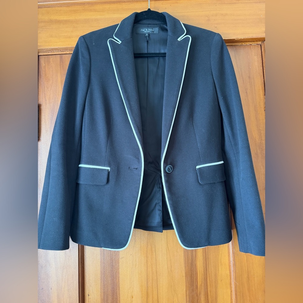 Rag & Bone Black Piped Blazer